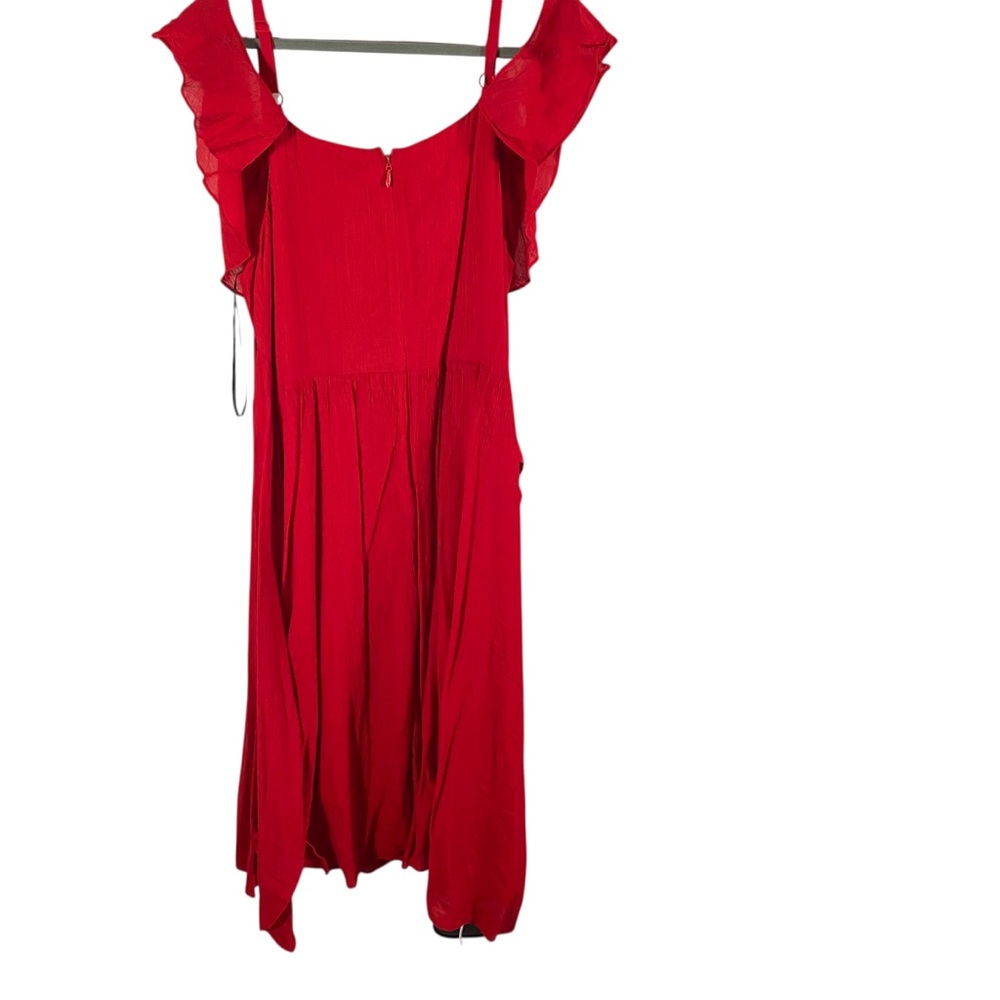 City Chic Romance Tie Red Off-Shoulder Dress NWT - Picture 3 of 12